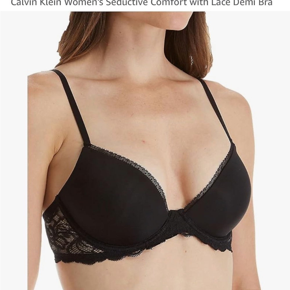 Calvin Klein Seductive Comfort with Lace Demi Bra, Black size 34b New, no tags
